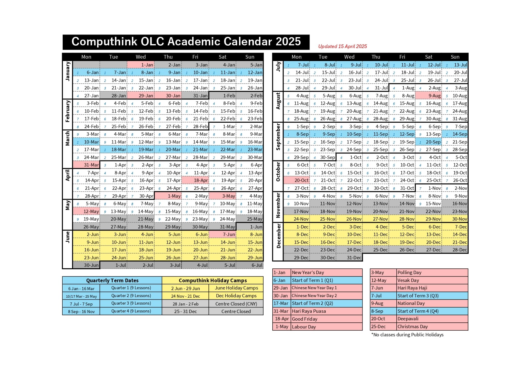OLC Calendar 2025